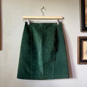 80s Teal Green Suede Leather Pencil Skirt